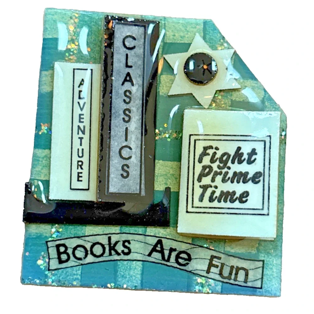 Book Pins by Lucinda (3) Brooch Pin Espanol Bookstore Home Friends Collectible